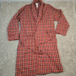Peterborough Row Bath Robe Men's One Size Plaid Red Seersucker  Belted Cotton
